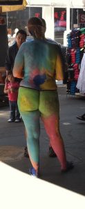 woman naked and painted in Times Square